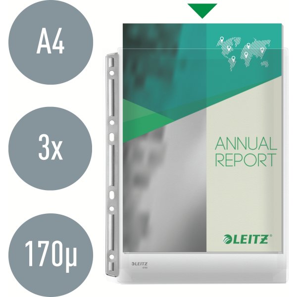Leitz Plastlomme | A4 | Eksp. m. hulstr. | 3 stk.
