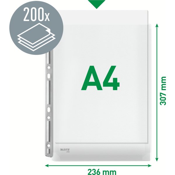 Leitz Plastlomme | A4 | Eksp. m. hulstr. | 3 stk.