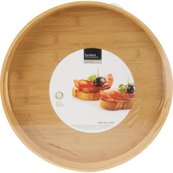 Serveringsbakke, bambus, Ø40 cm. x H5 cm.