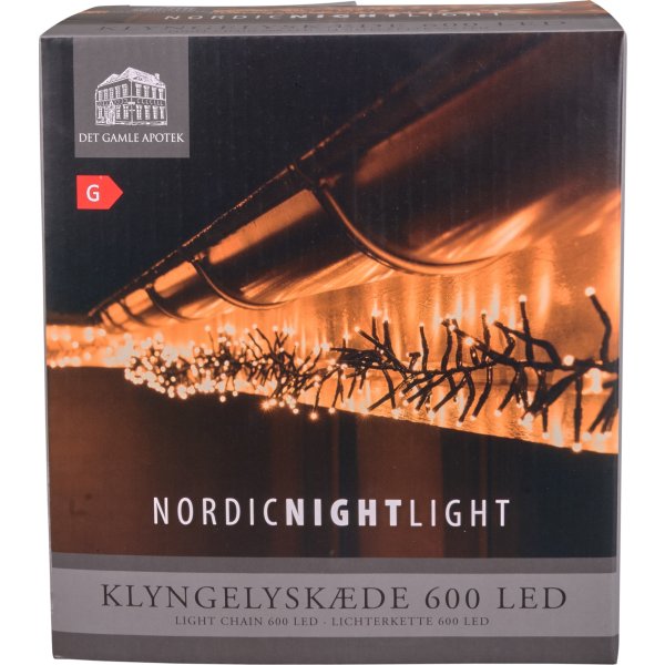 Cluster Lyskæde m/600 LED, 12m, varm hvid