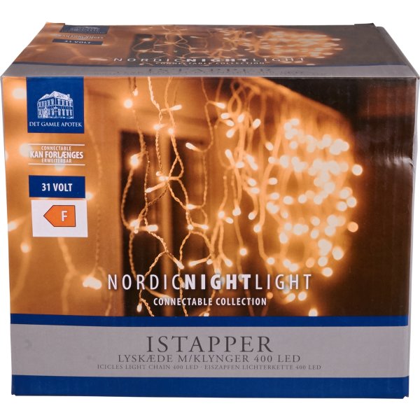 Lyskæde Istapper m/400 LED, 7,9m, varm hvid