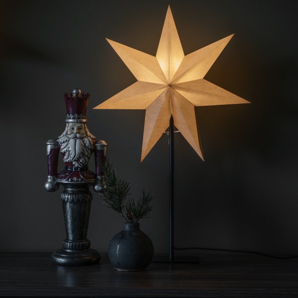 Papirstjerne på Fod, H65 cm, beige