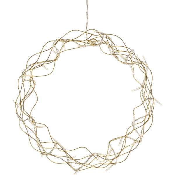 Lyskrans m. 32 LED lys, Guld,  Ø 30 cm