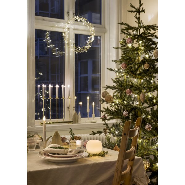 Lyskrans m. 32 LED lys, Guld,  Ø 30 cm