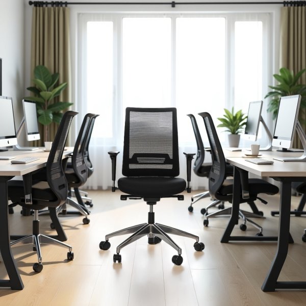 Palermo kontorstol, m. netryg i sort inkl. armlæn