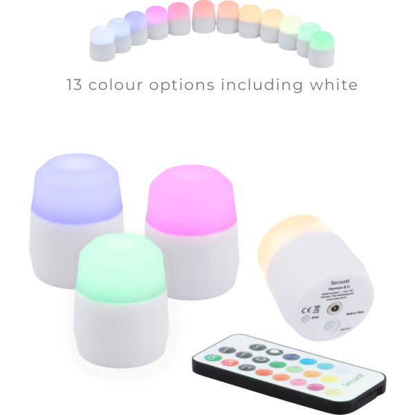 Securit Amsterdam LED fyrfadslys, 4 stk., farve