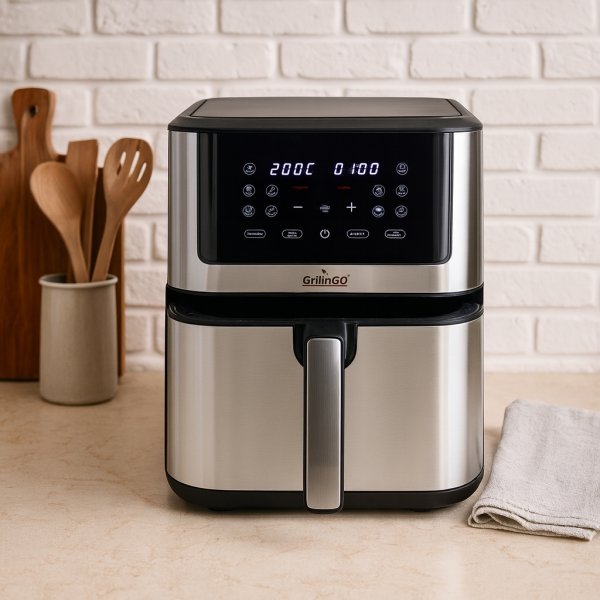 GrillnGO Airfryer 8L, 1800W, sort/sølv