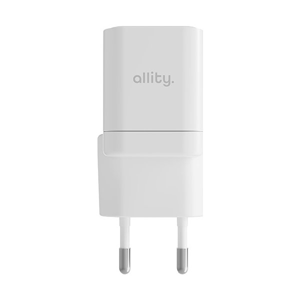 Allity Oplader, 1x USB-C, 1x USB-A, 20W - Hvid
