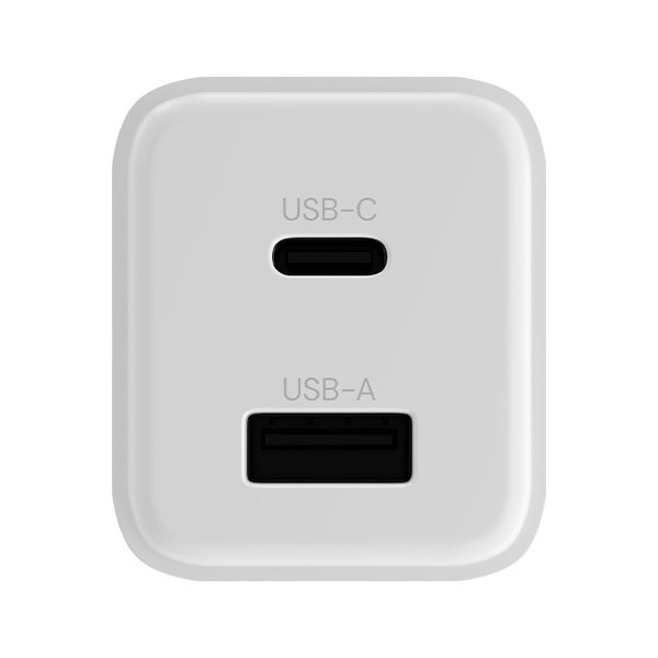 Allity Oplader, 1x USB-C, 1x USB-A, 20W - Hvid