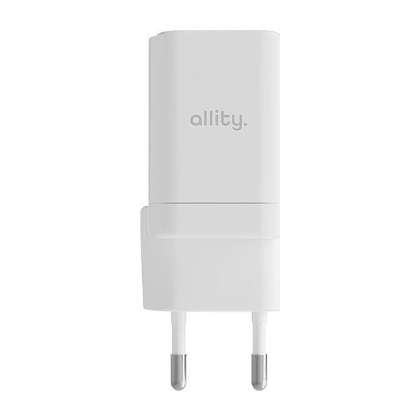 Allity Oplader, 1x USB-C, 1x USB-A, 30W - Hvid