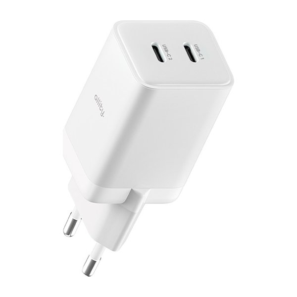 Allity Oplader, 2x USB-C, 45W - Hvid