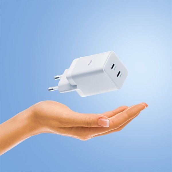 Allity Oplader, 2x USB-C, 45W - Hvid