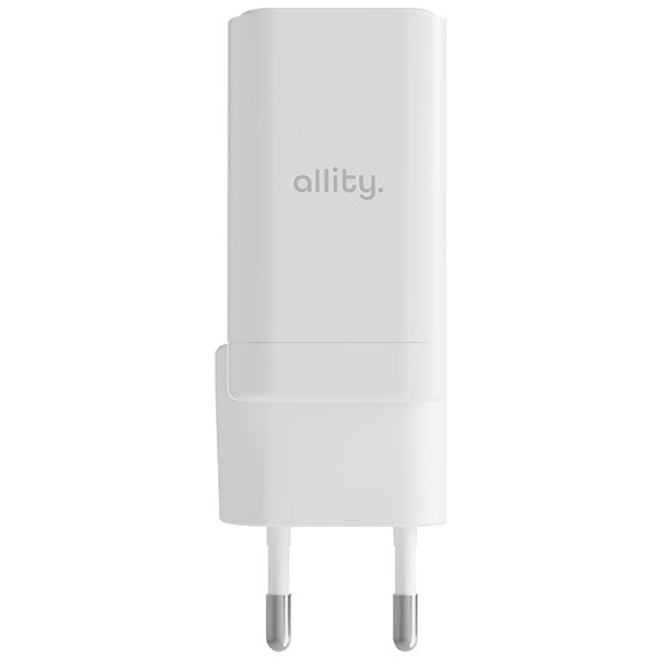 Allity Oplader, 1x USB-C, 1x USB-A, 45W - Hvid