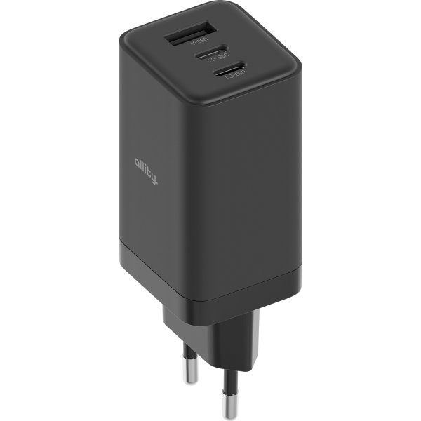 Allity 2x USB-C, 1x USB-A, 65W - Sort