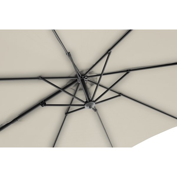 Hængeparasol Ø3m inkl. fod og overtræk, beige