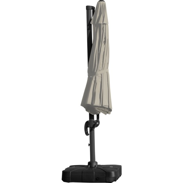 Hængeparasol Ø3,5m inkl. fod m/hjul+overtræk,beige