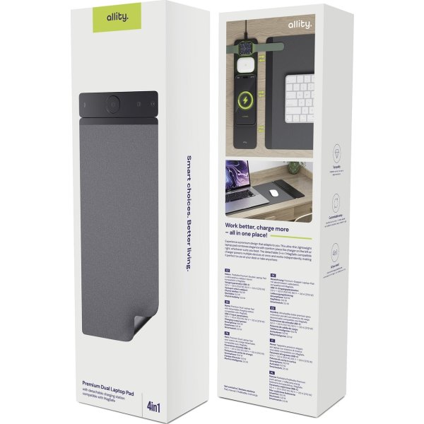 Allity Computermåtte, trådløs opladning 4-i-1, 15W
