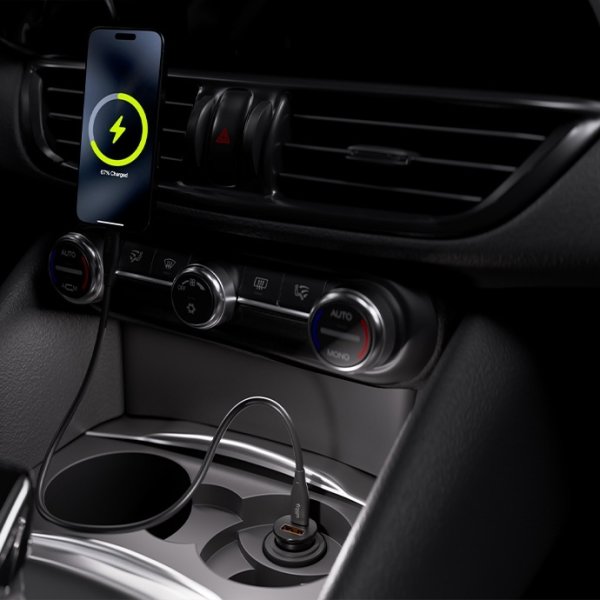 Allity Cigarstik, 1x USB-C, 1x USB-A. 30W - Sort