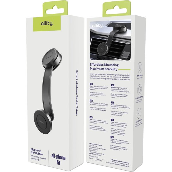 Allity Mobiltelefonholder, Magnetisk, sort - 200MS