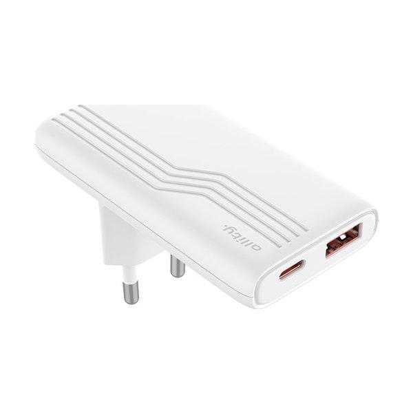 Allity Oplader, 1x USB-C, 1x USB-A, 65W - Hvid