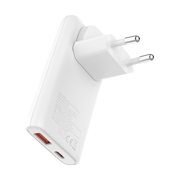 Allity Oplader, 1x USB-C, 1x USB-A, 65W - Hvid