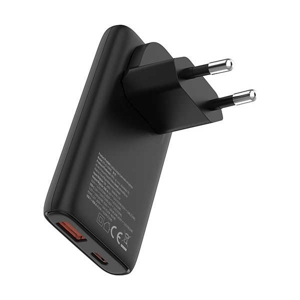 Allity Oplader, 1x USB-C, 1x USB-A, 65W - Sort