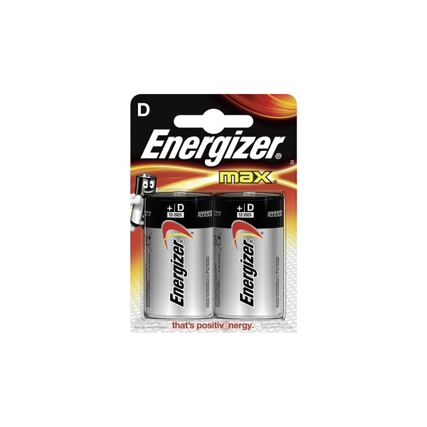 Energizer Max Alkaline D batteri, 2 stk.