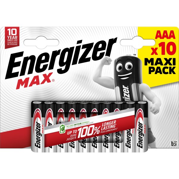 Energizer Max Alkaline AAA batteri, 10 stk.