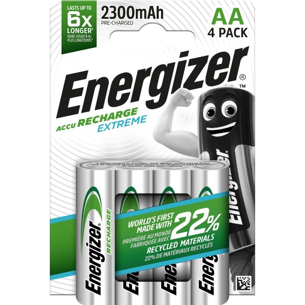 Energizer Rechargeable Extreme AA batteri, 4 stk.