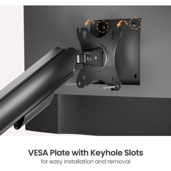 eStuff dobbelt skærmholder, sort - til skrivebord