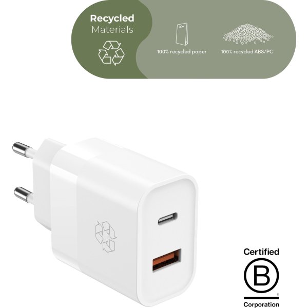 UPSTRÖM Ëssentials 30W USB-A & USB-C Oplader, hvid