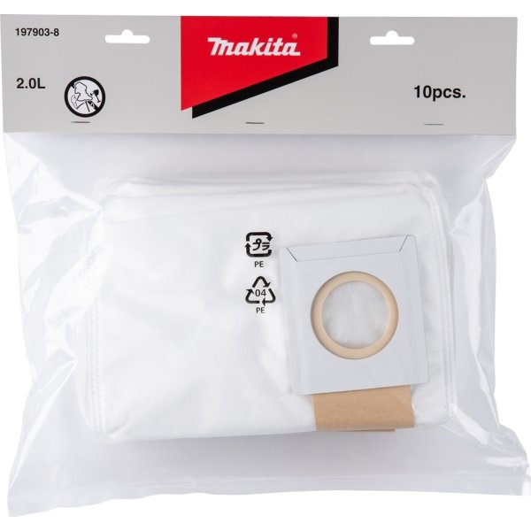 Makita Støvpose papir 2L t/rygstøvs.VC008GZ, 10stk
