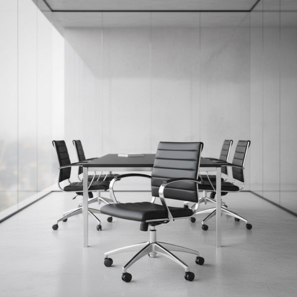 Rico konferencestol i sort PU med krom stel