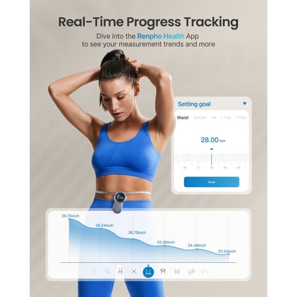 RENPHO Smart Tape Measure+ Large Round Screen