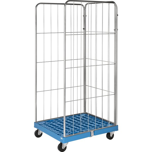 Rullecontainer med plastbund, 3 sider