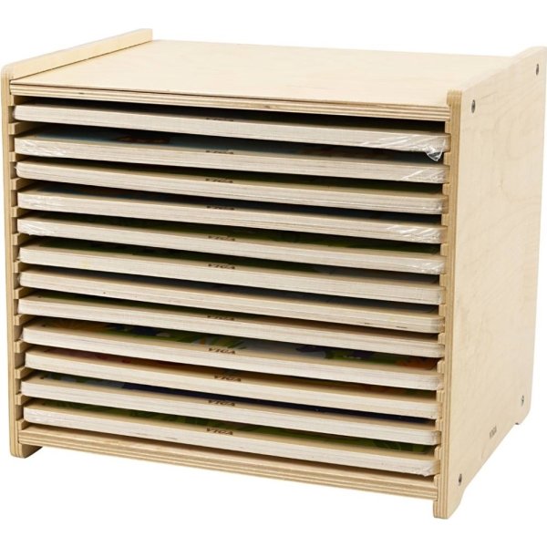 VIGA Puslespilsreol m. 12 puslespil, 12x24 brikker