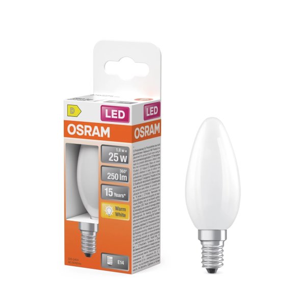 Osram Retro LED Kertepære mat E14, 1.8W=25W