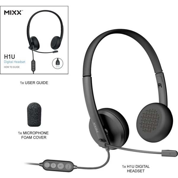 Mixx Headset Stereo H1u Kablet USB-A, sort