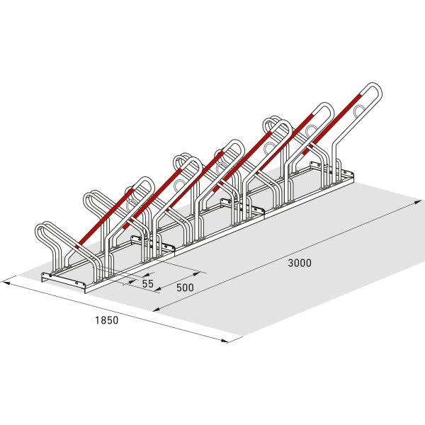 2500 XBF Cykelstativ, 2506, 6 cykler