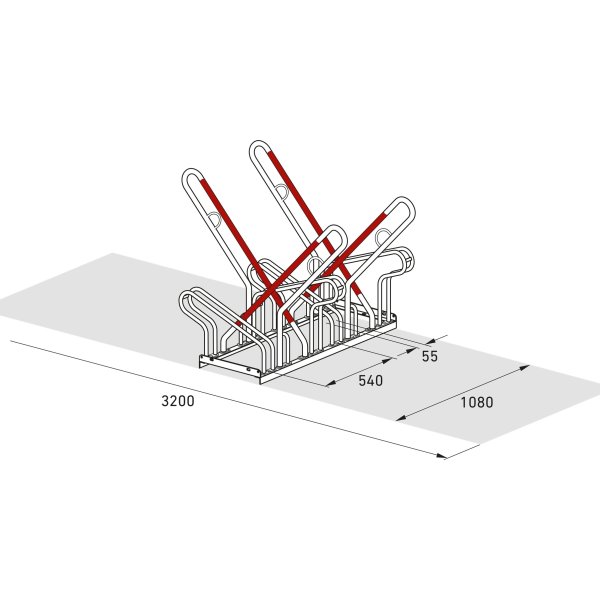 2500 XBF Cykelstativ, 2514, 4 cykler, dobbeltside