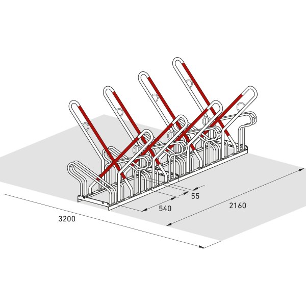 2500 XBF Cykelstativ, 2518, 8 cykler, dobbeltside