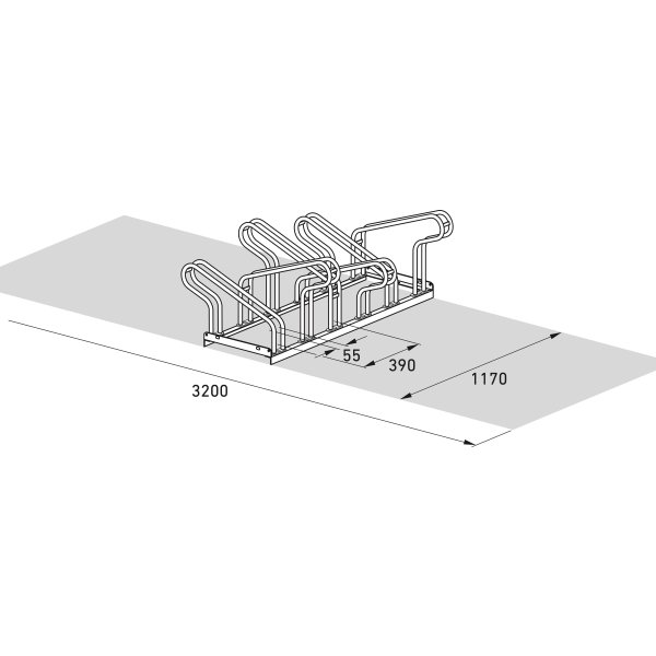 2000 Cykelstativ, 2156, 6 cykler, dobbeltside