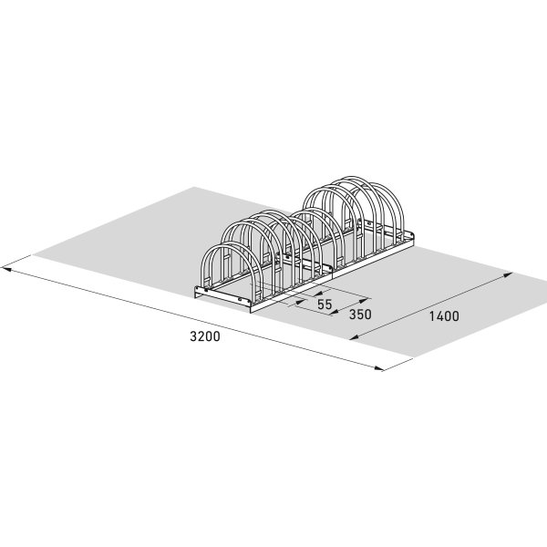 5000 Cykelstativ, 5158, 8 cykler, dobbeltside