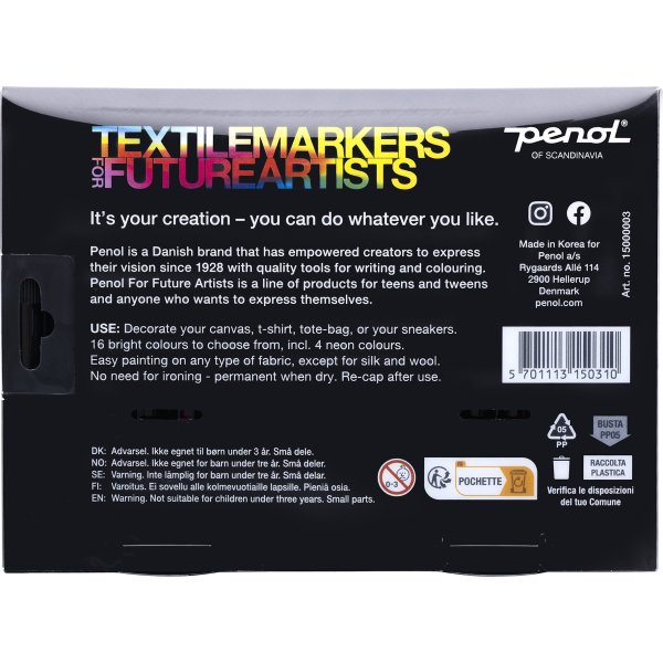 Penol Future Artist Textilmarkere | 12 farver