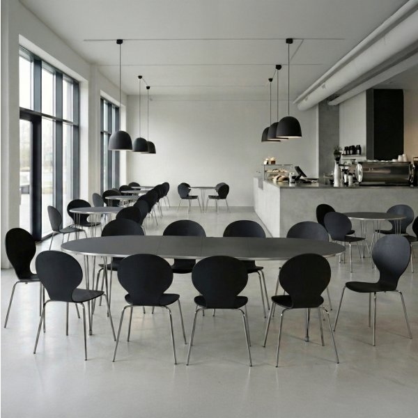Comfort Classic kantinesæt m. 10 stole sort/krom