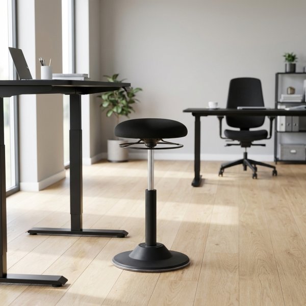 Flexiwork balancestol sort stel og sort stof