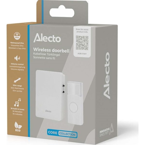 Alecto trådløs dørklokkesæt, hvid