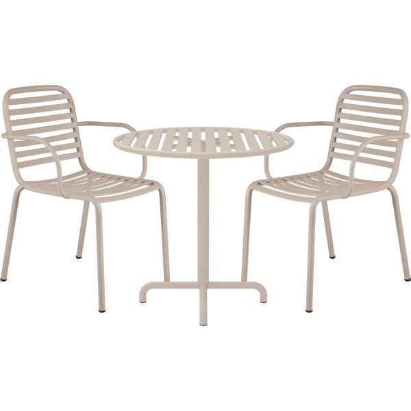 Ivy Cafébord ø76cm + 2 stole Ivy Pipe, Taupe