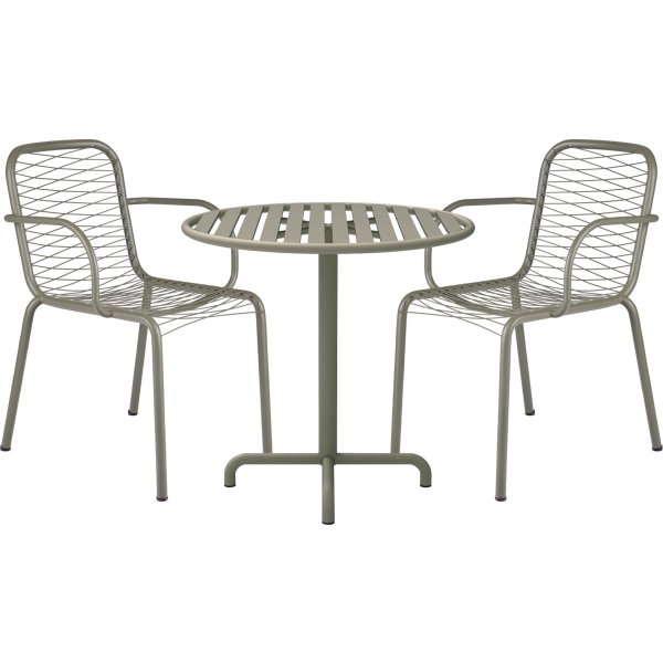 Ivy Cafébord ø76cm + 2 stole Ivy Wire, Olivengrøn