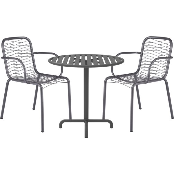 Ivy Cafébord ø76cm + 2 stole Ivy Wire, Antracit